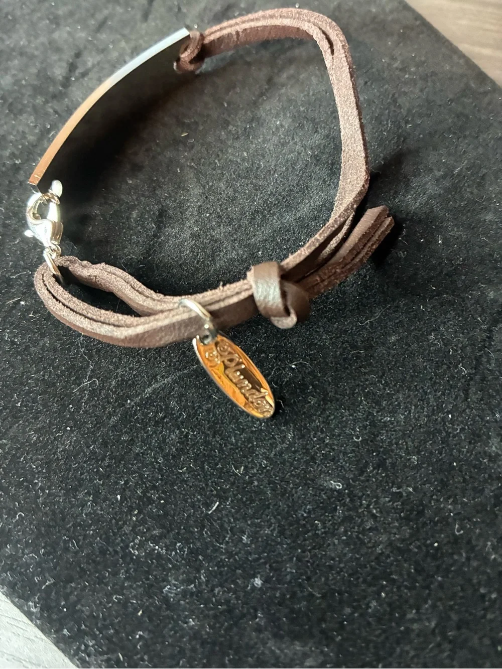 Plunder Brown Leather Bracelet w/ Silver Plate